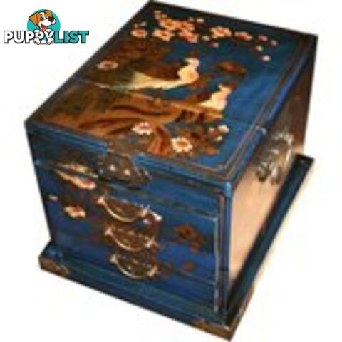 Blue Luxury Jewellery Box with Stand-Up Mirror