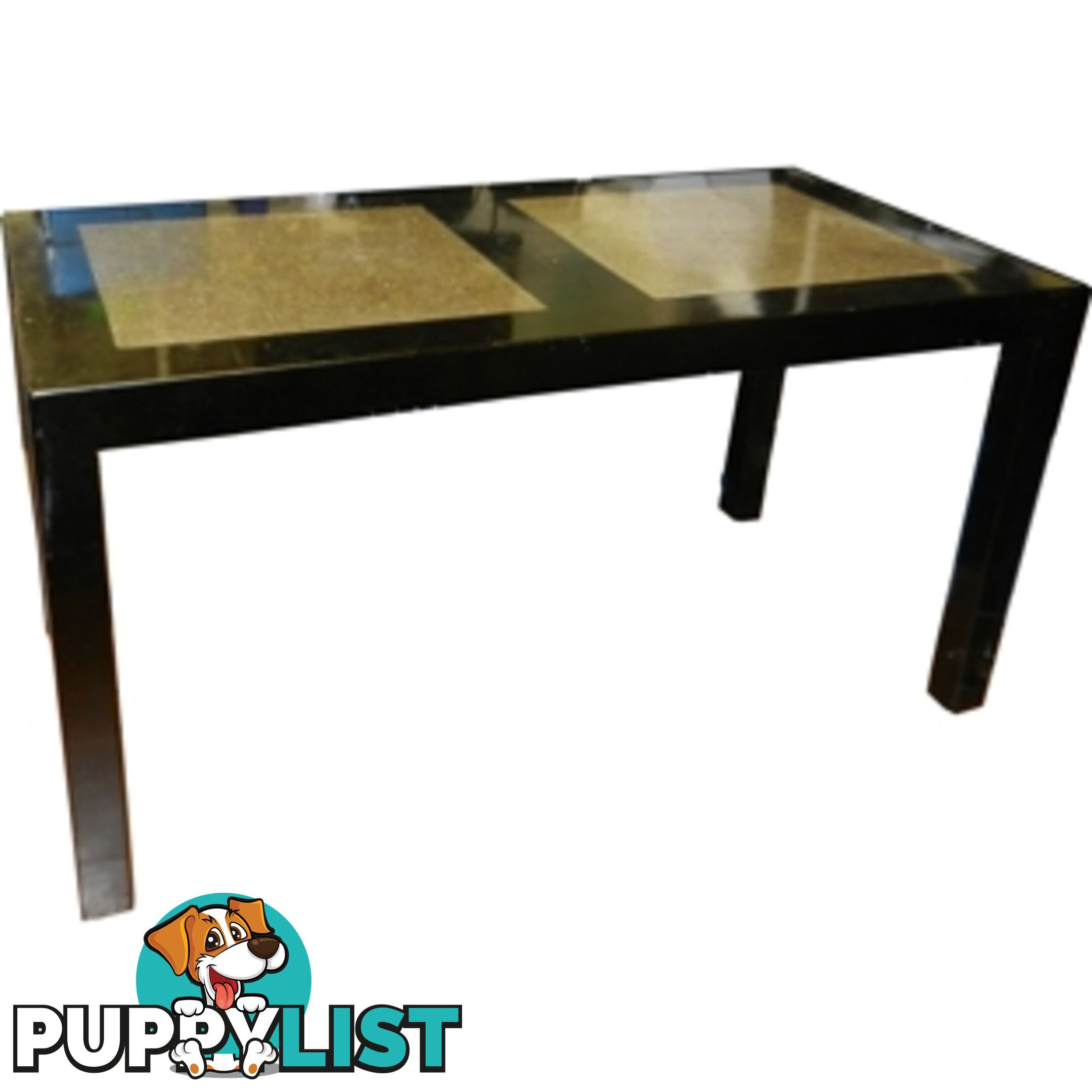 Black Lacquer Stone Inlay Dining Table