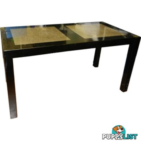 Black Lacquer Stone Inlay Dining Table