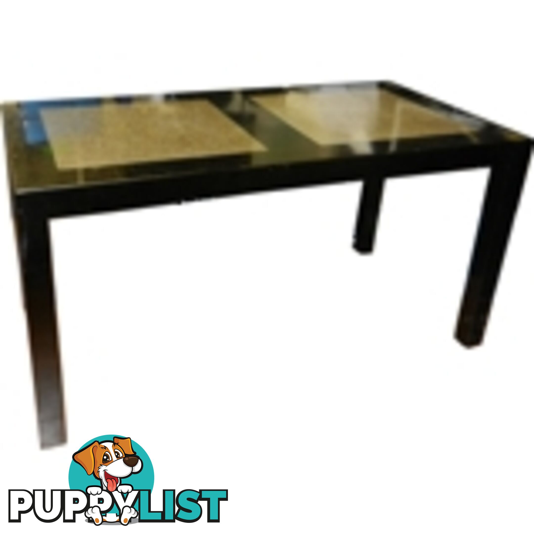 Black Lacquer Stone Inlay Dining Table