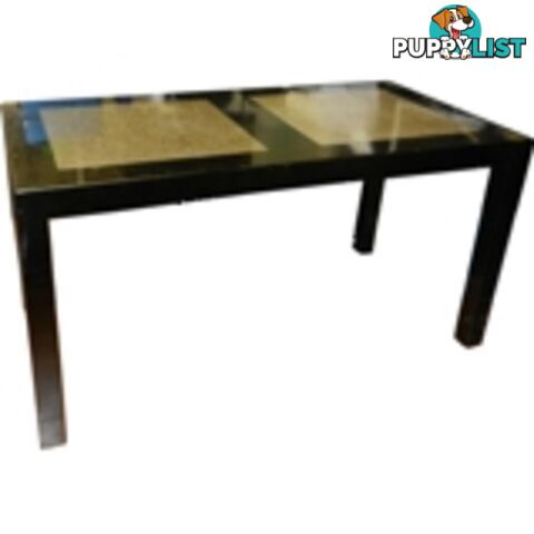 Black Lacquer Stone Inlay Dining Table