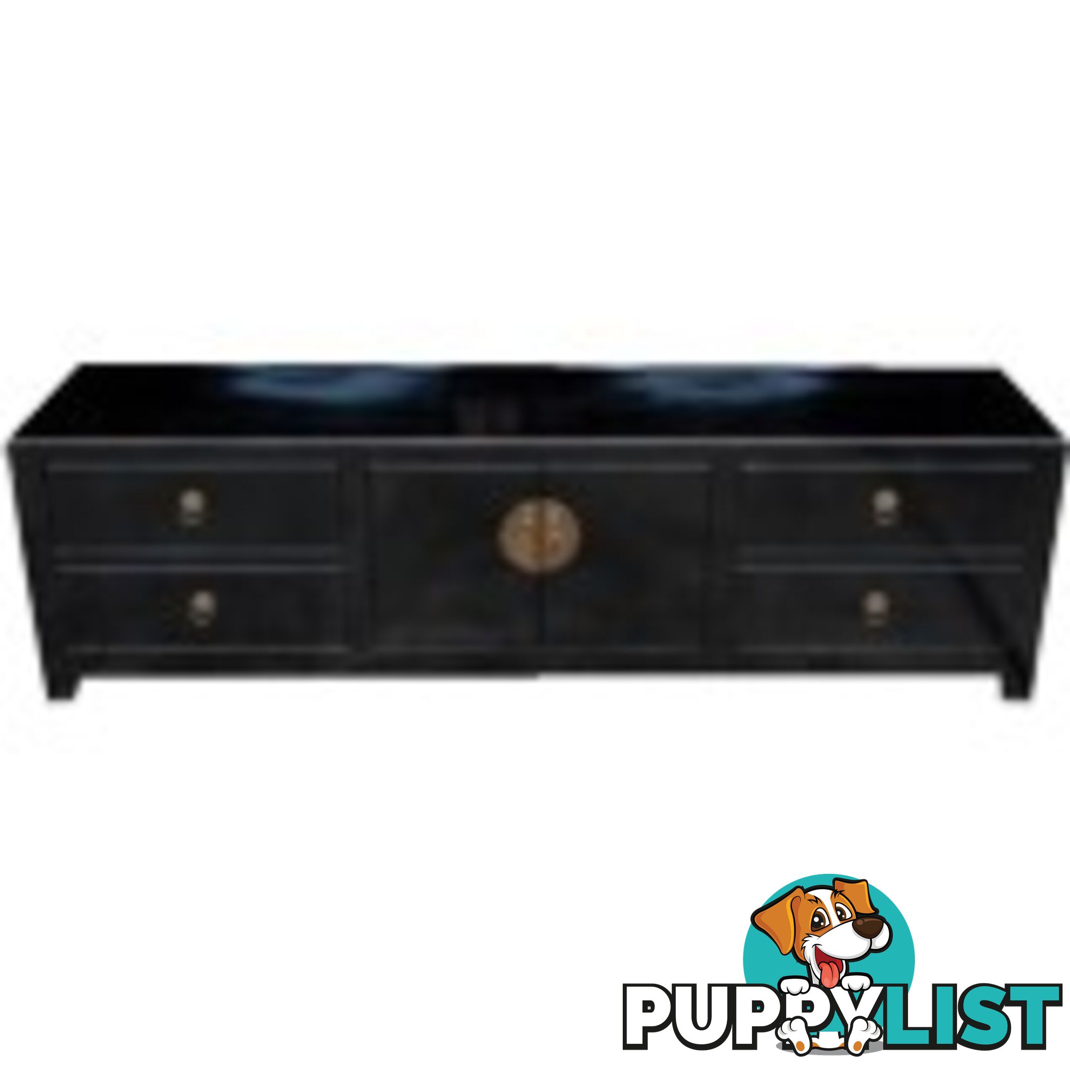 Black Low Chinese Sideboard TV Unit