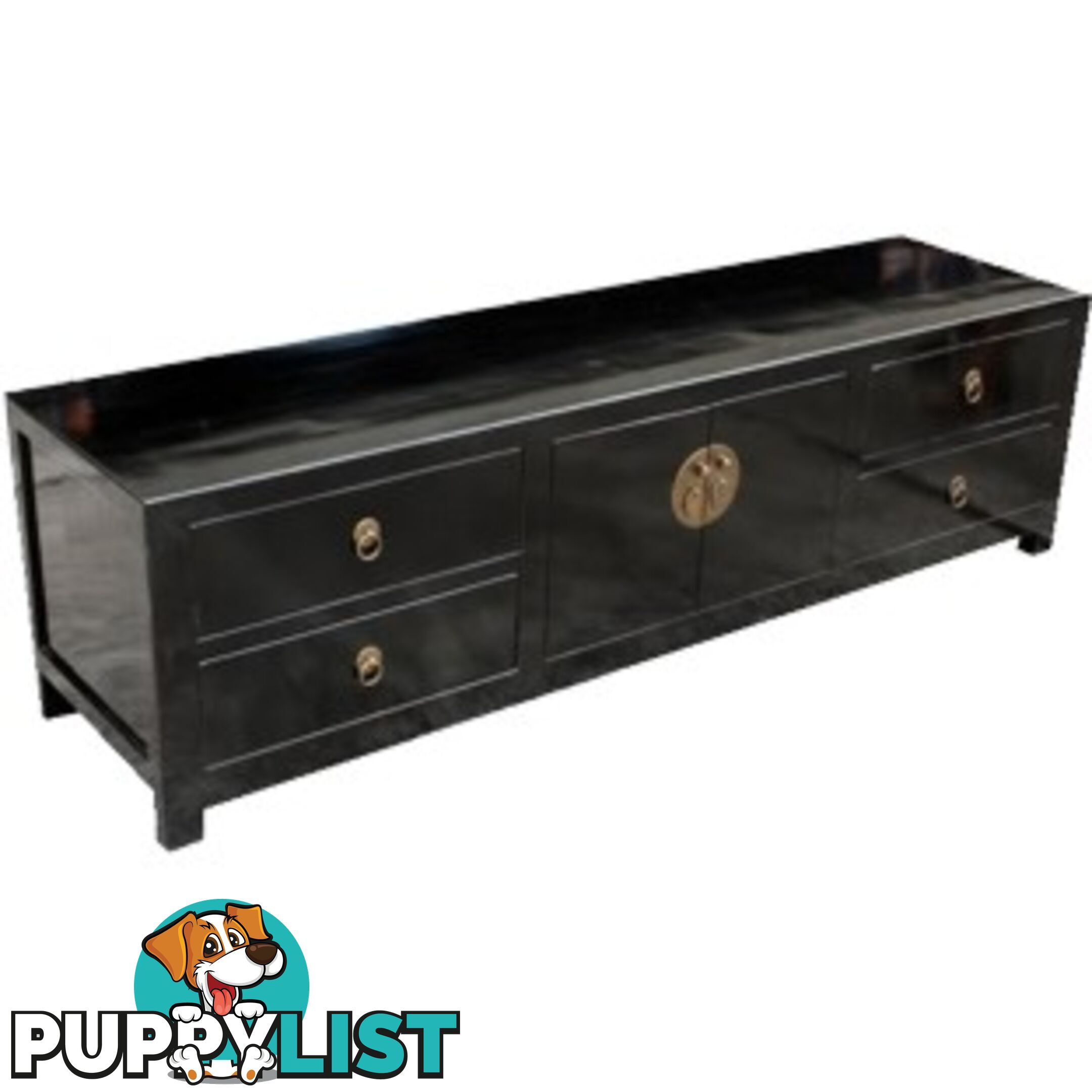 Black Low Chinese Sideboard TV Unit