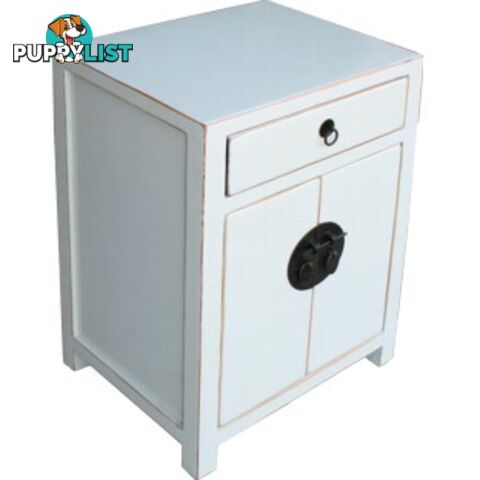 White/Light Grey Chinese Bedside Table