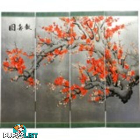 Chinese Cherry Blossom Silver Wall Hanging Screen