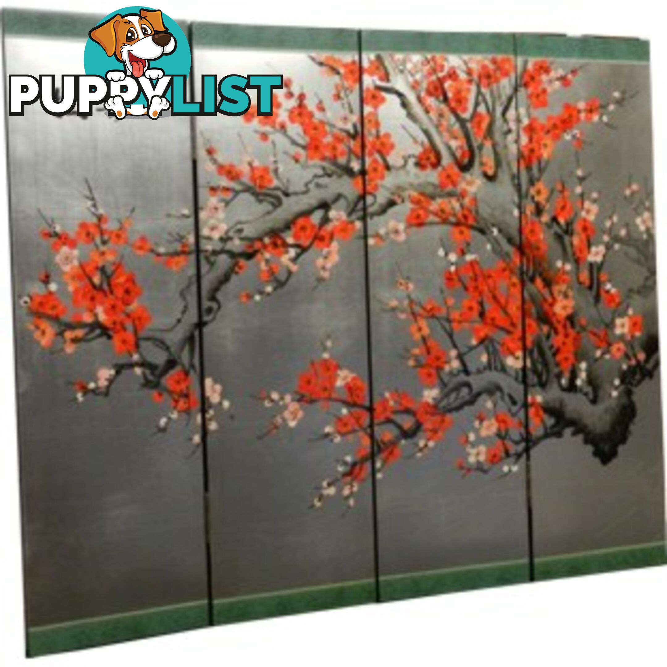 Chinese Cherry Blossom Silver Wall Hanging Screen