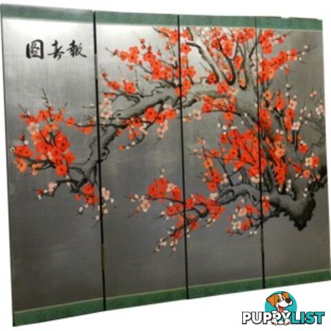 Chinese Cherry Blossom Silver Wall Hanging Screen