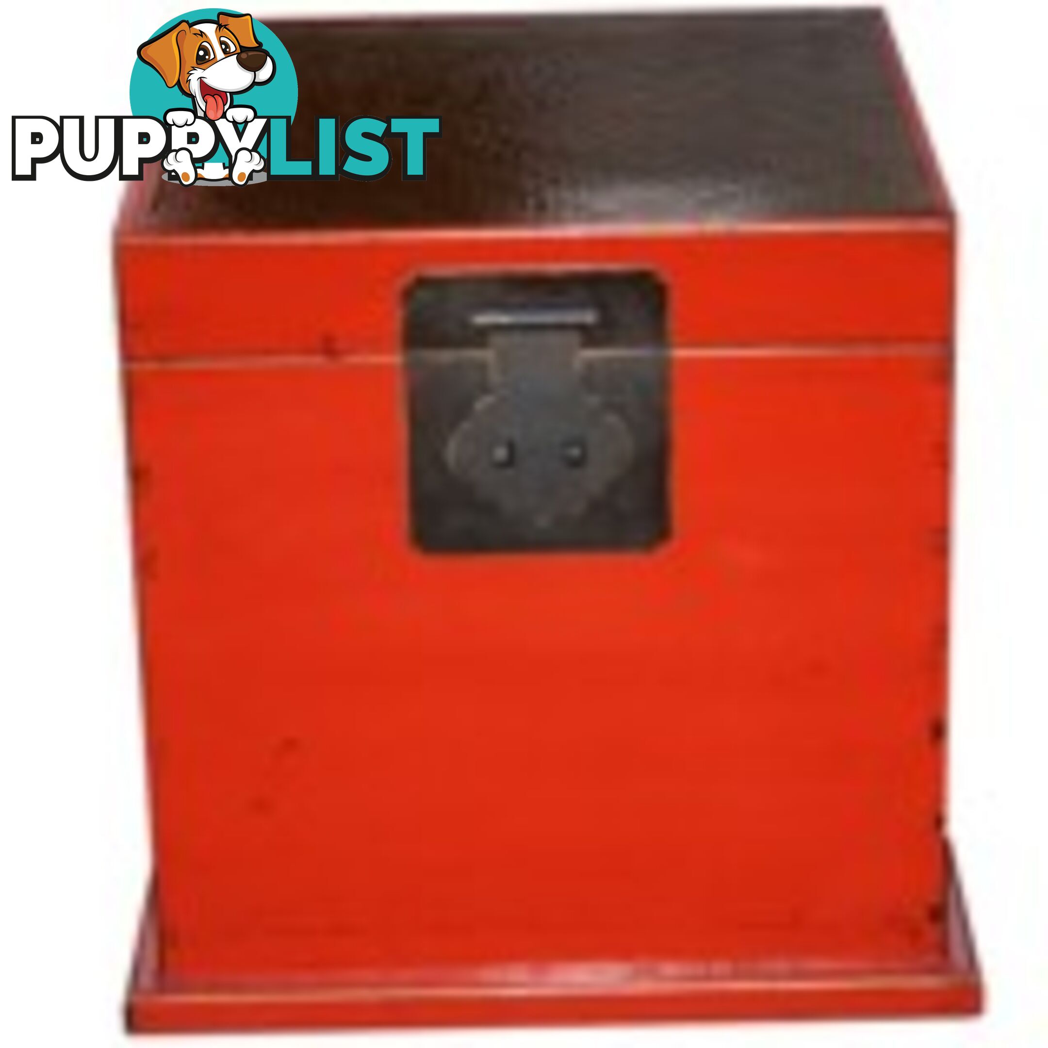 Red Rattan Inlay Top Chinese Cube Chest