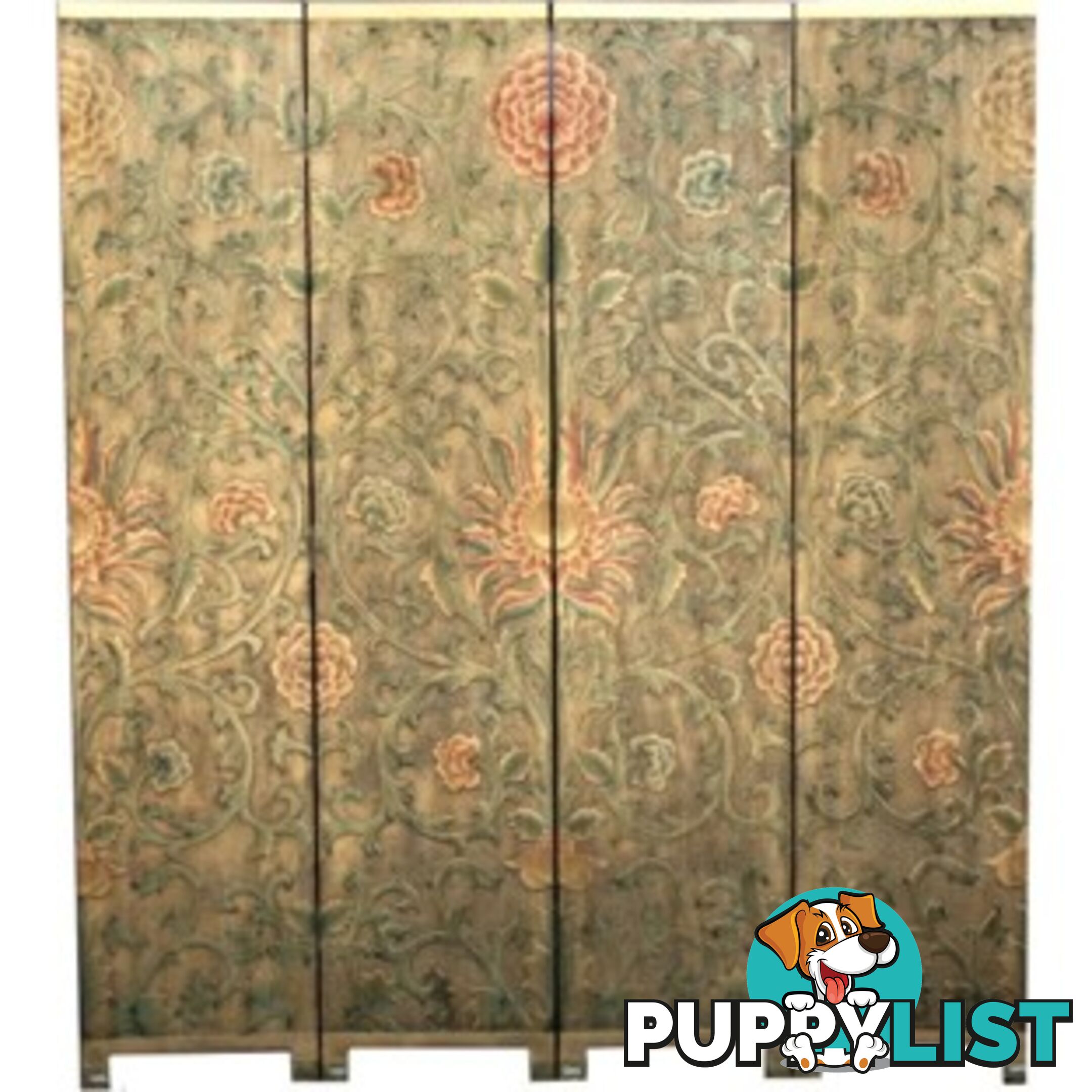 French Style Gold Room Divider - Coloured Sun Flowers