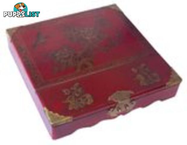 Red Chinese Painted Mirror Box