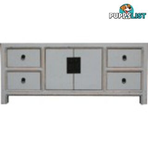 Blue Lacquered Wood Low Sideboard Buffet