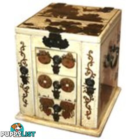 White Painted Multi-Purpose Jewellery Box with Stand-Up Mirror