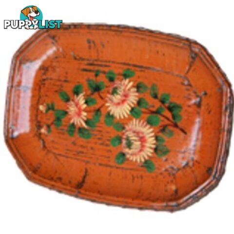 Orange Wood Display Plate with Painting