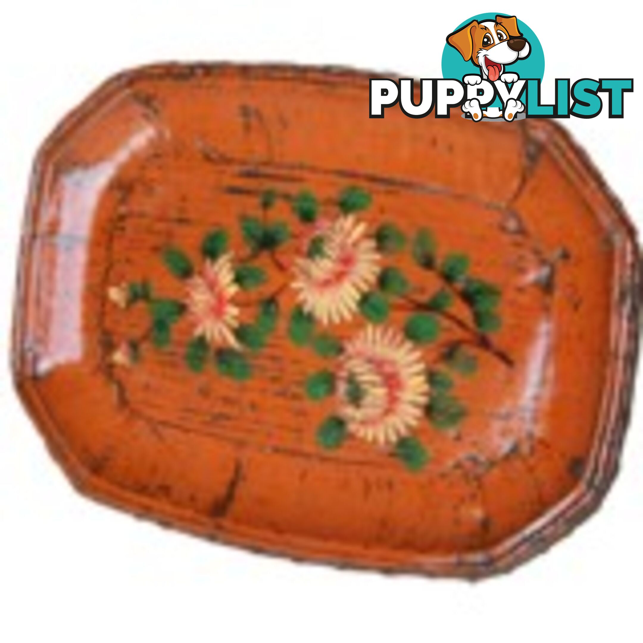 Orange Wood Display Plate with Painting