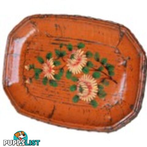 Orange Wood Display Plate with Painting