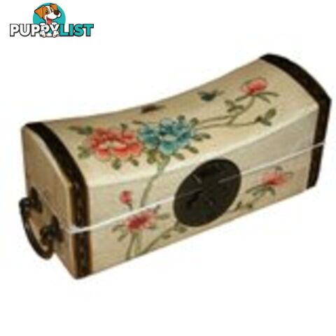 Large White Hand Painted Flower Chinese Jewellery Box