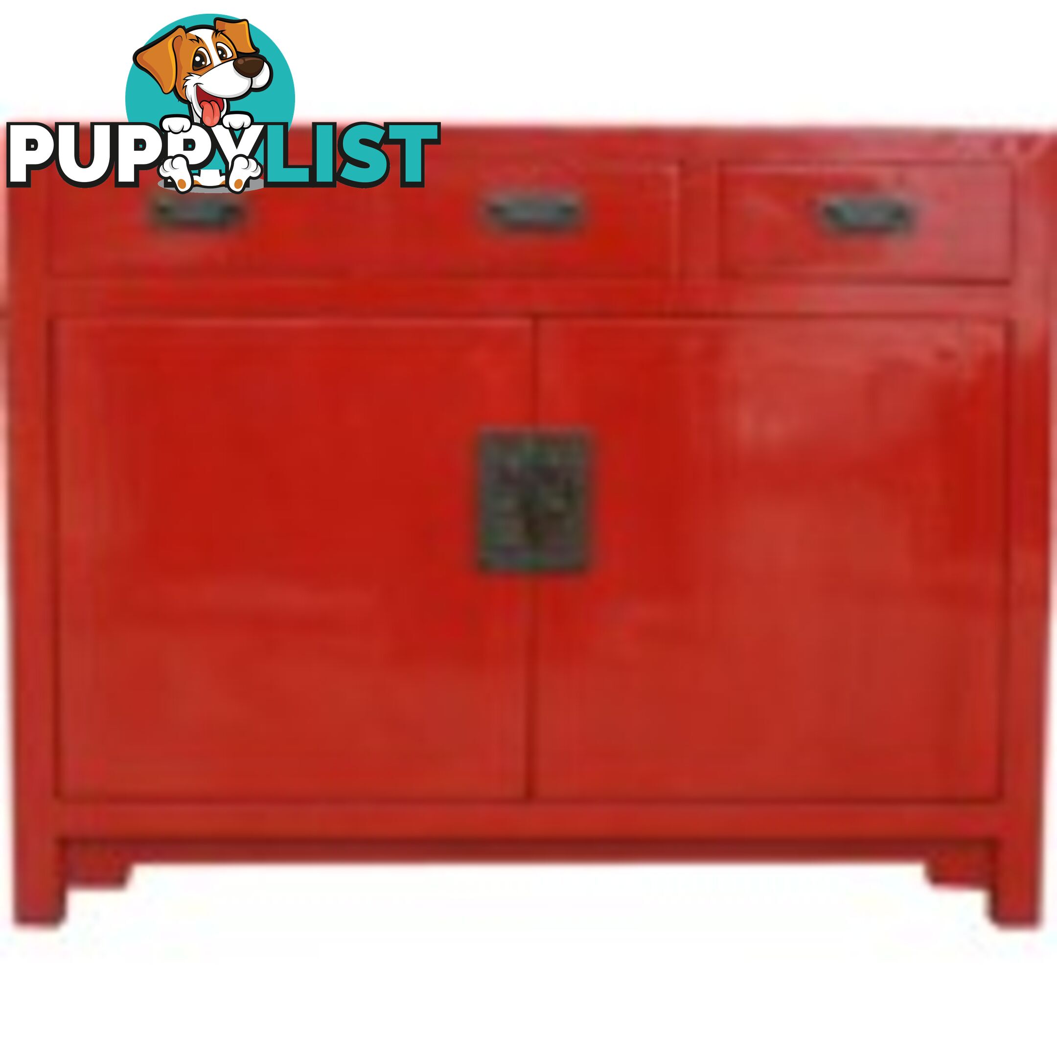 Red Chinese Sideboard Cabinet