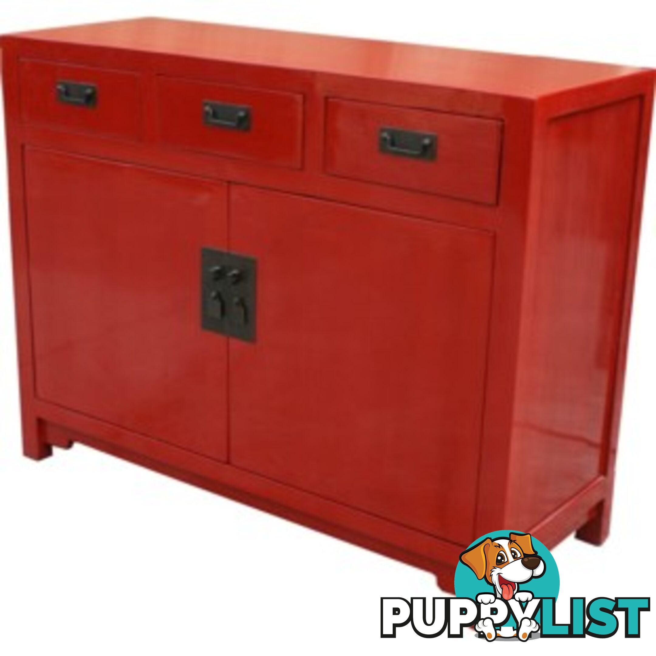 Red Chinese Sideboard Cabinet