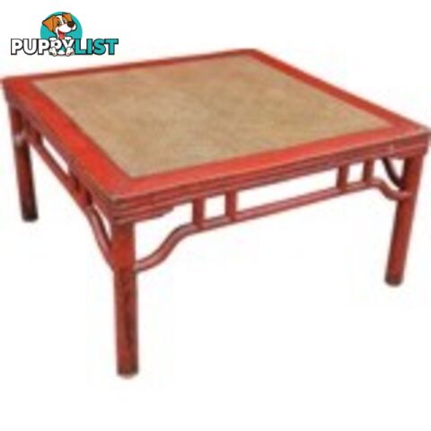 Red Rattan Inlay  Chinese Coffee Table