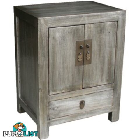 Silver Leaf Coated Chinese Bedside Table