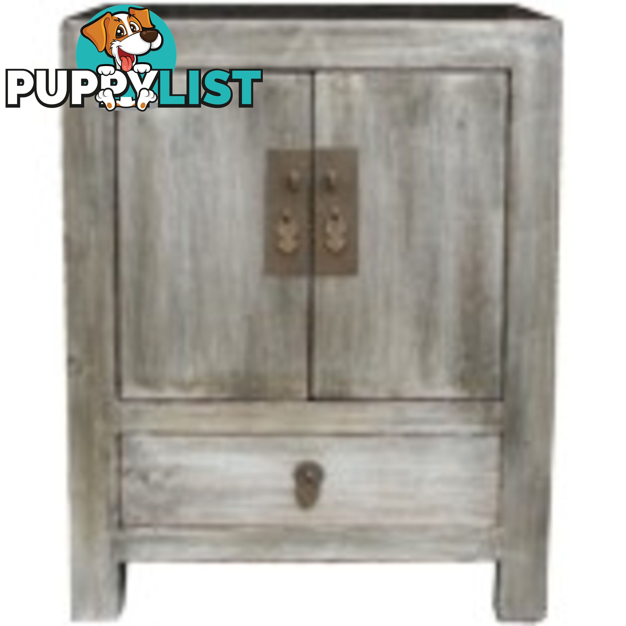 Silver Leaf Coated Chinese Bedside Table