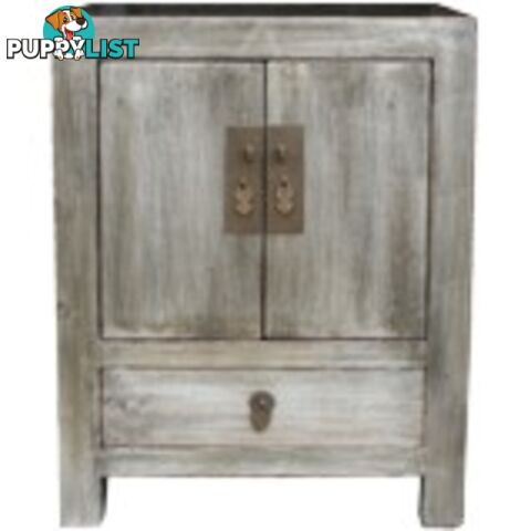 Silver Leaf Coated Chinese Bedside Table