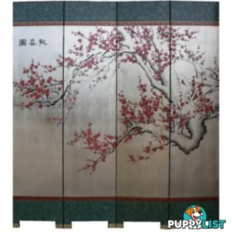 Silver Leaf Cherry Blossom Oriental Room Divider Screen