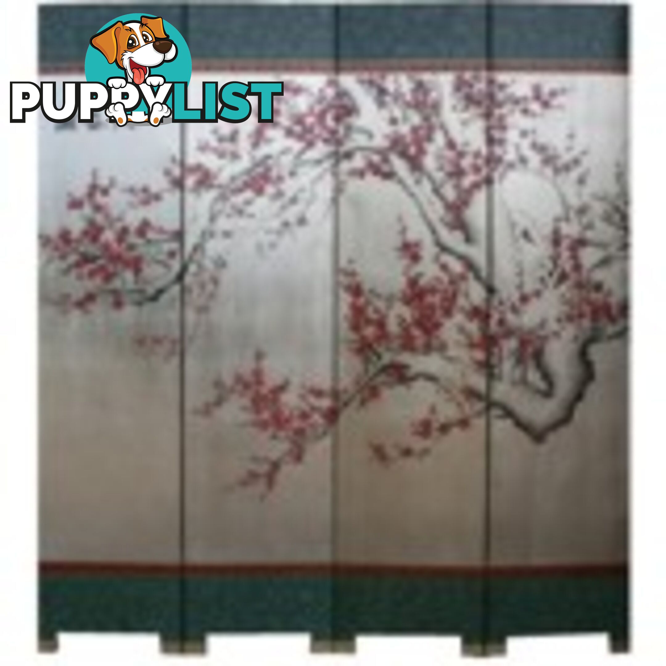 Silver Leaf Cherry Blossom Oriental Room Divider Screen