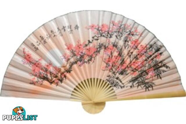 Oriental Painted Bamboo Wall Hanging Fan