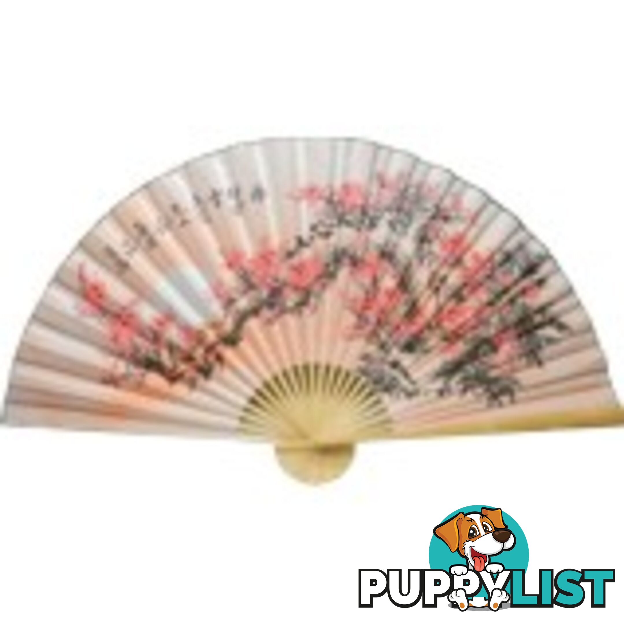 Oriental Painted Bamboo Wall Hanging Fan