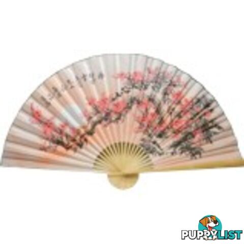 Oriental Painted Bamboo Wall Hanging Fan