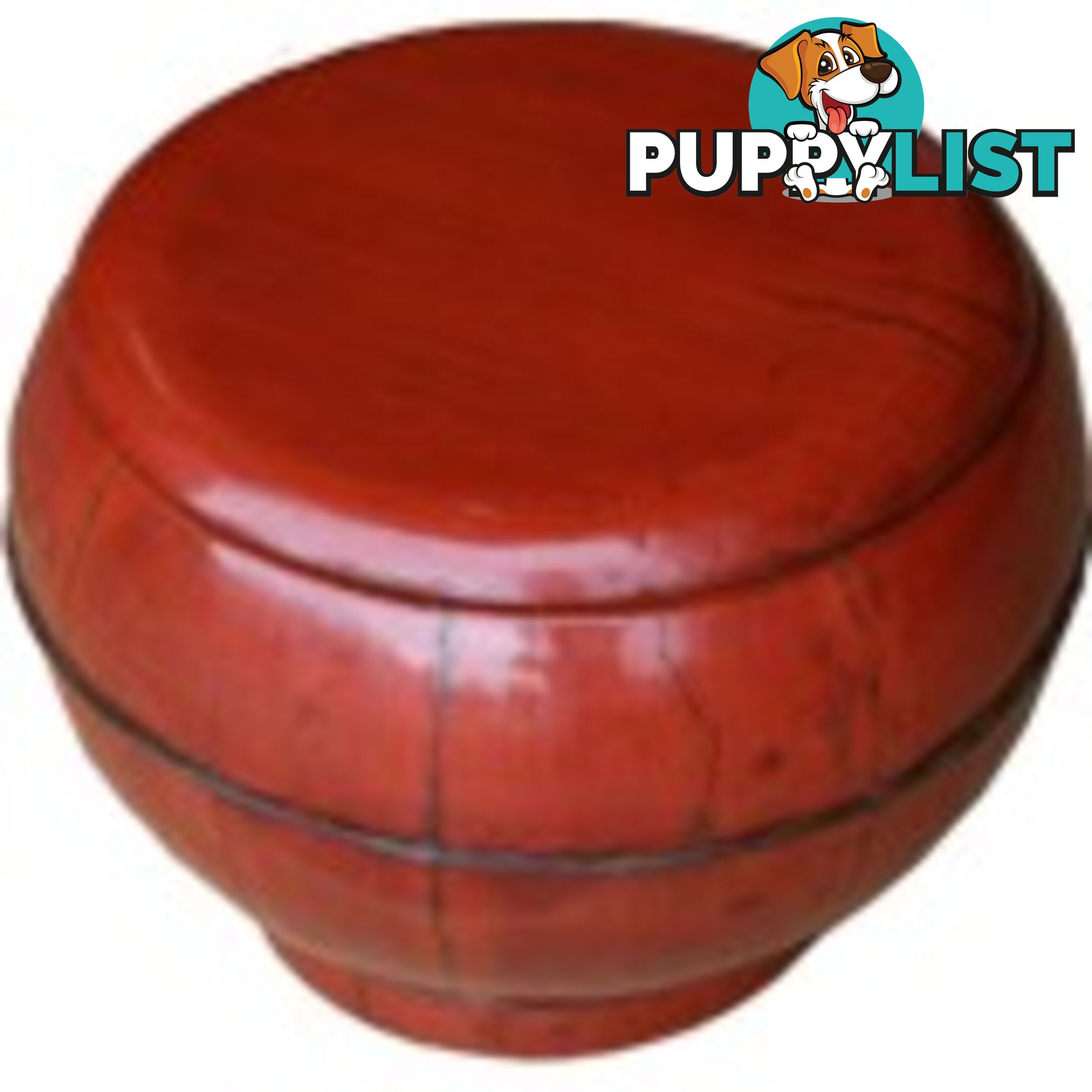 Red Antique Round Wood Decoration Box with Handle