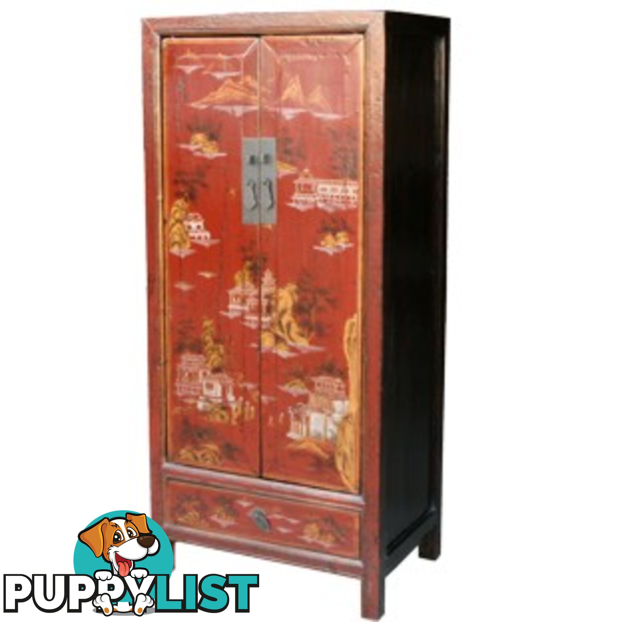 Chinese Red Medium Cabinet