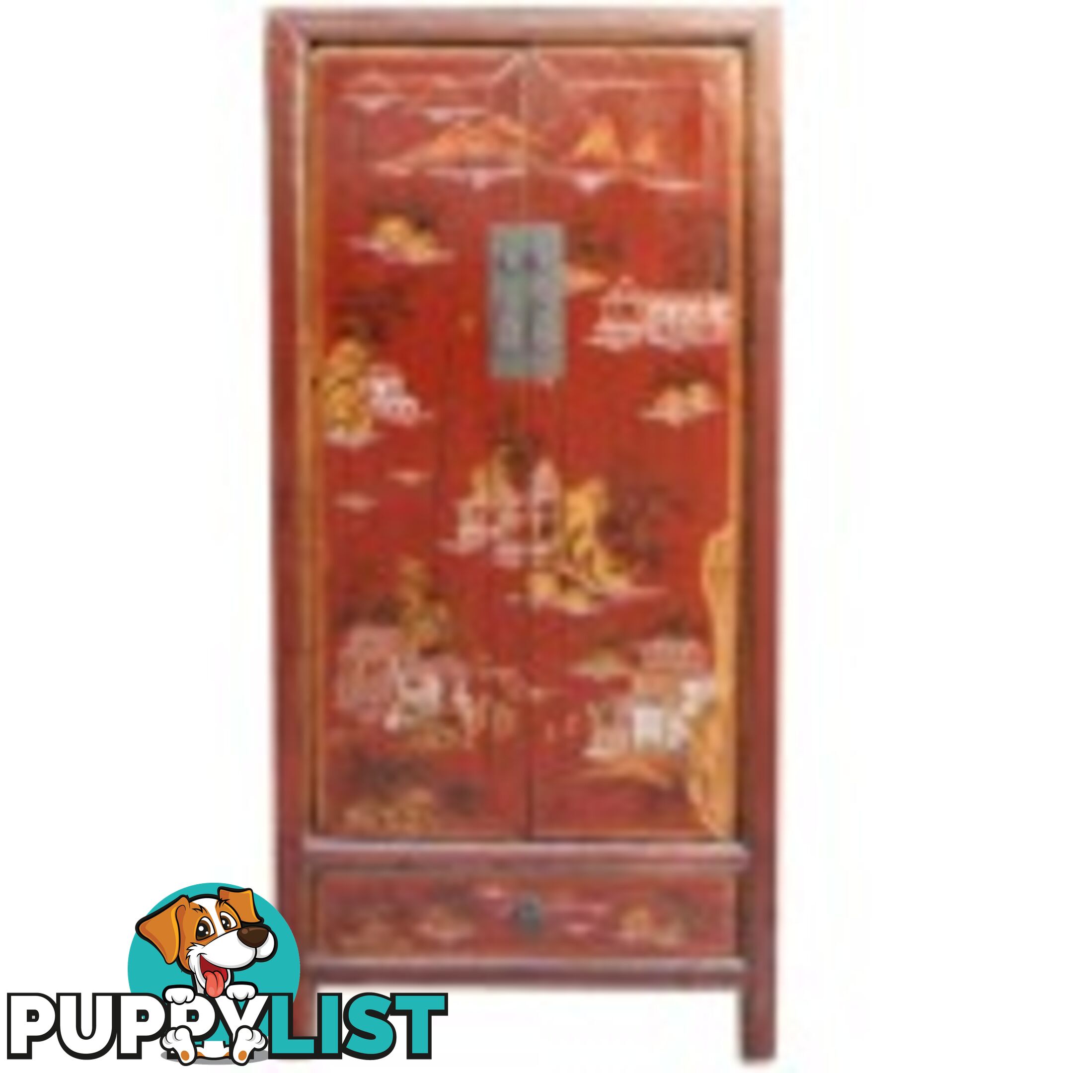 Chinese Red Medium Cabinet