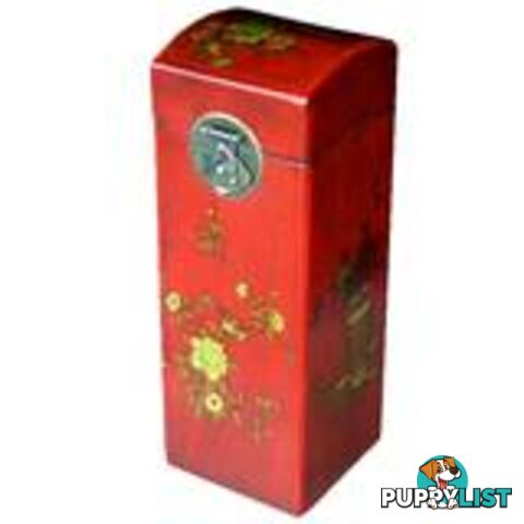 Red Flora Painted Oriental Wine Box