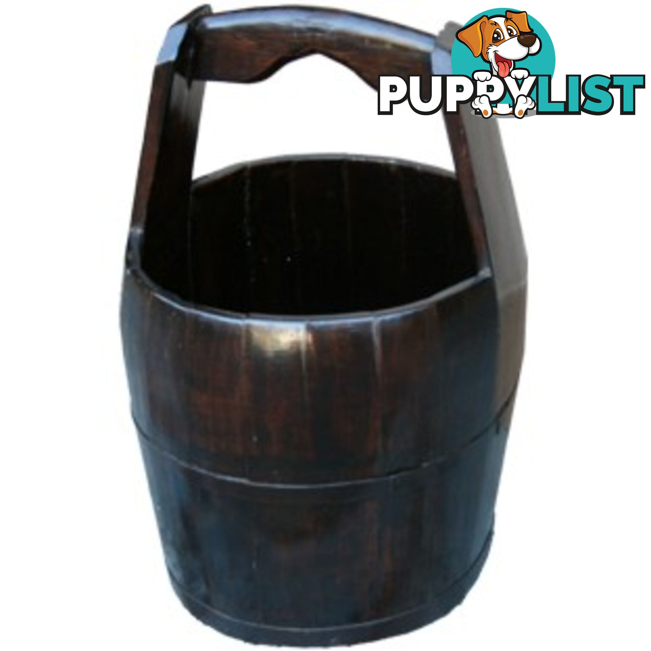 Large Round Chinese Pail with Wide Handle