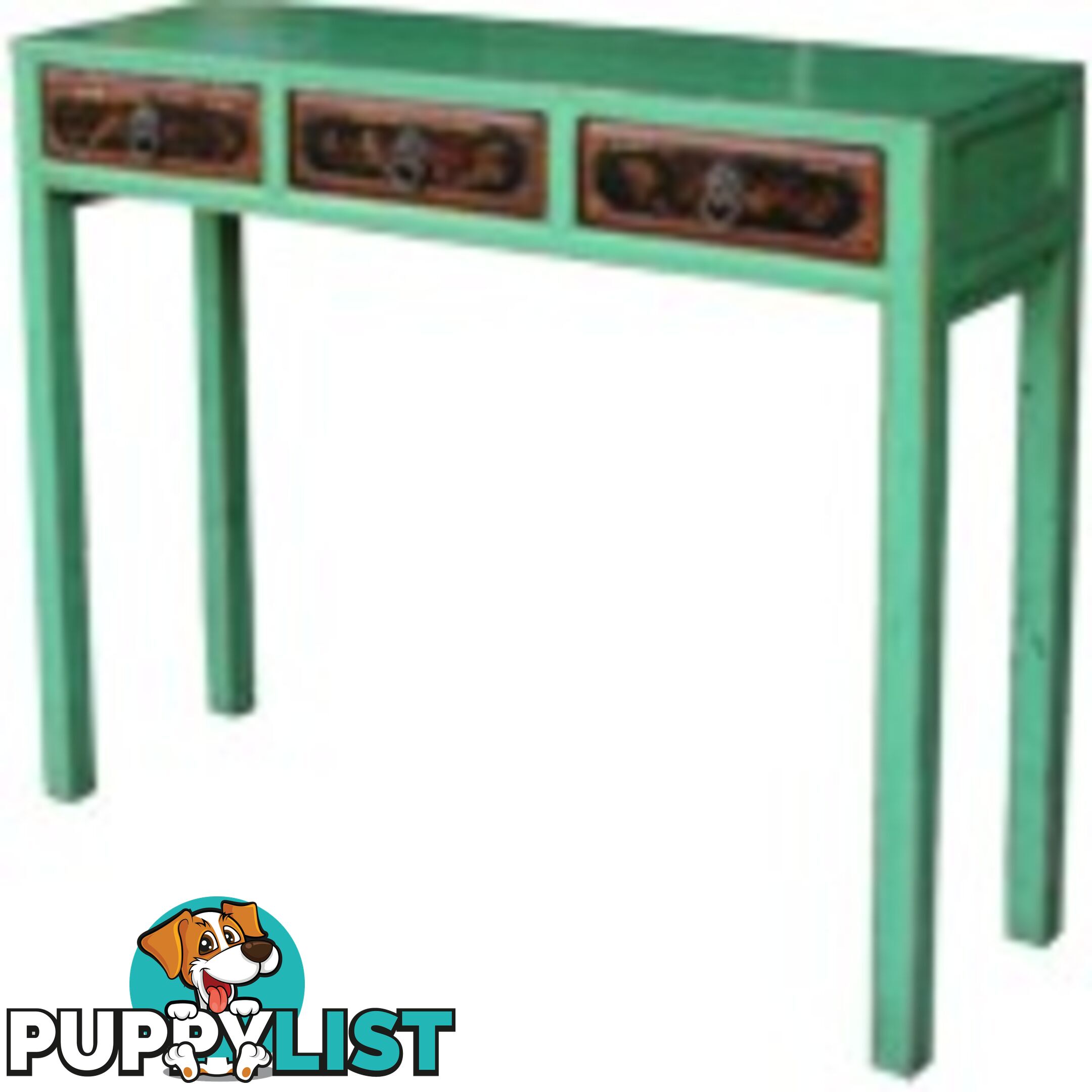 Original Chinese Console Table with 3 Painted Drawers