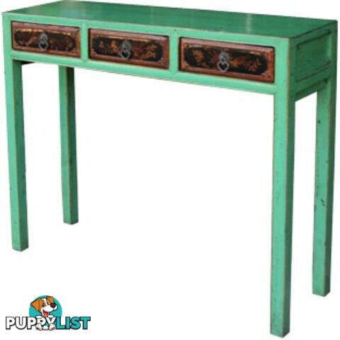 Original Chinese Console Table with 3 Painted Drawers