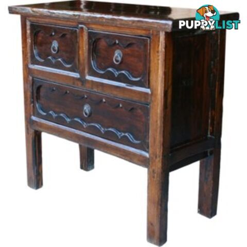 Natural Elm Carved Three-Drawer Chinese Altar Table