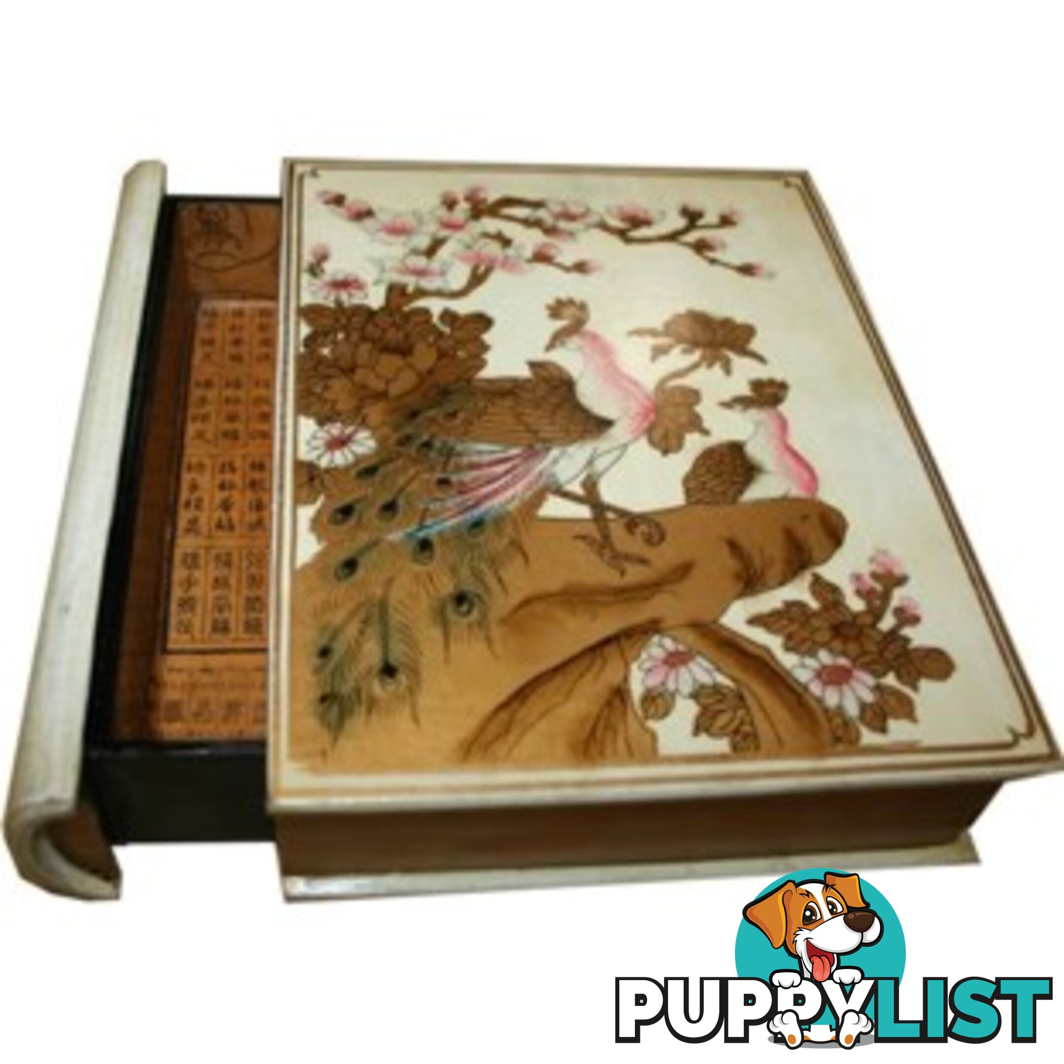 White Painted Oriental Book Shape Decoration Box