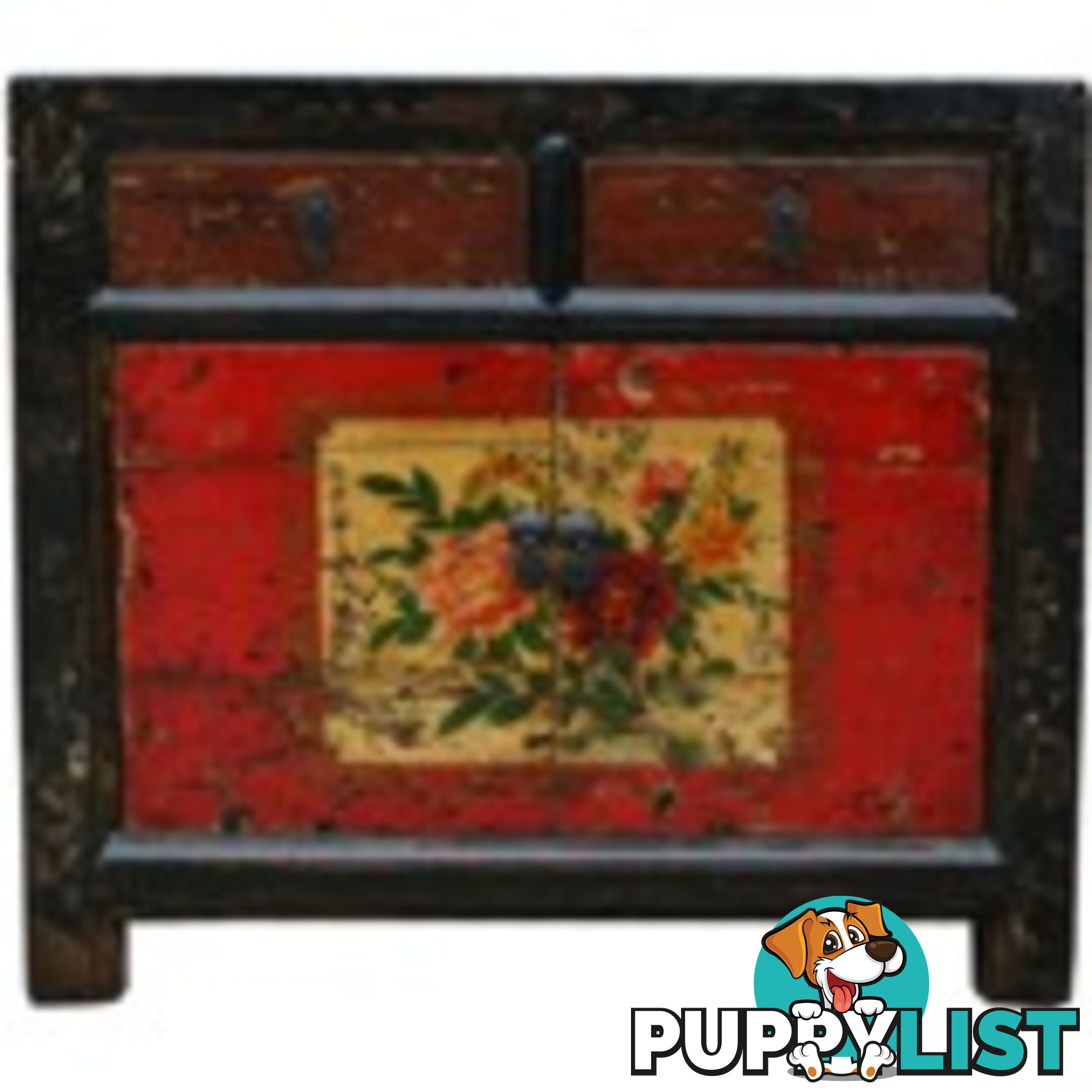 Mongolian Style Painted Chinese Cabinet