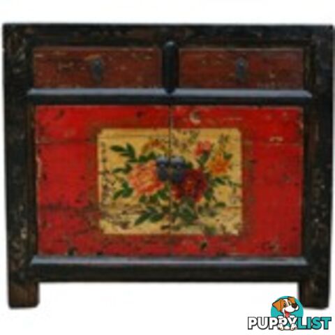 Mongolian Style Painted Chinese Cabinet