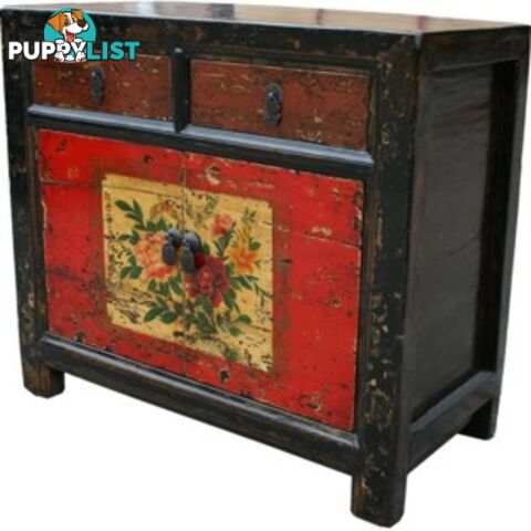 Mongolian Style Painted Chinese Cabinet