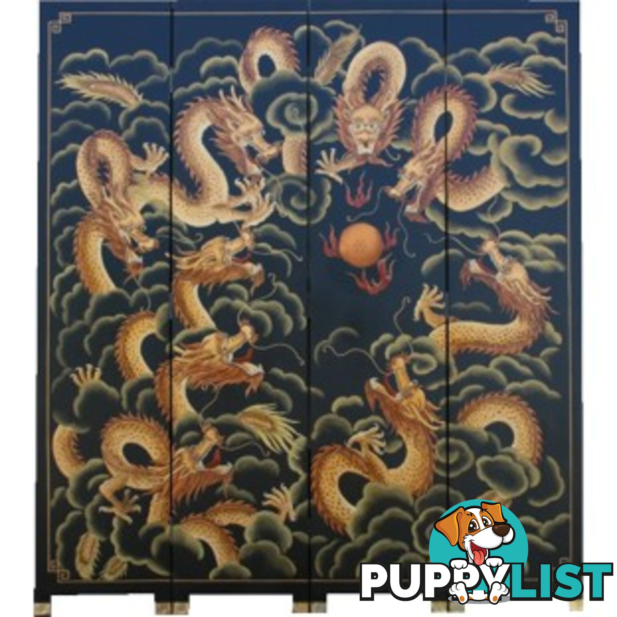 Oriental Nine Dragons Room Divider Screen