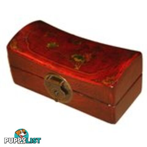 Red Painted Flora Chinese Jewellery Box