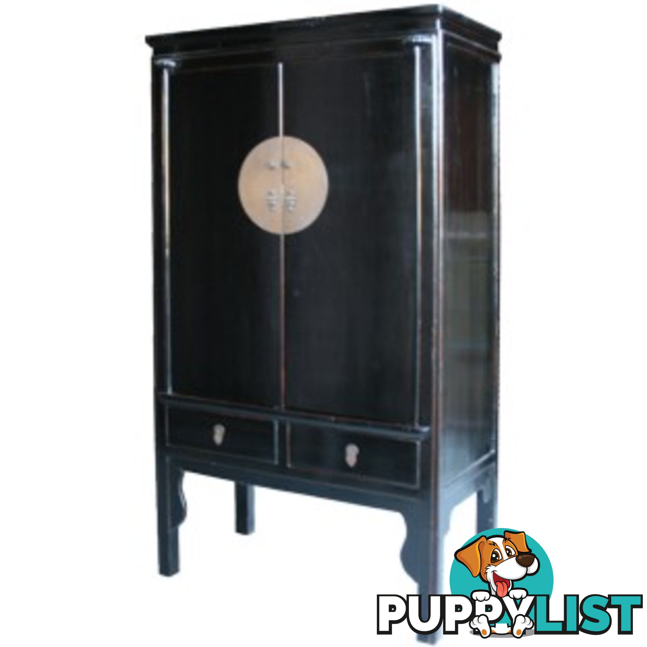 Large Black Lacquer Chinese Wedding Cabinet