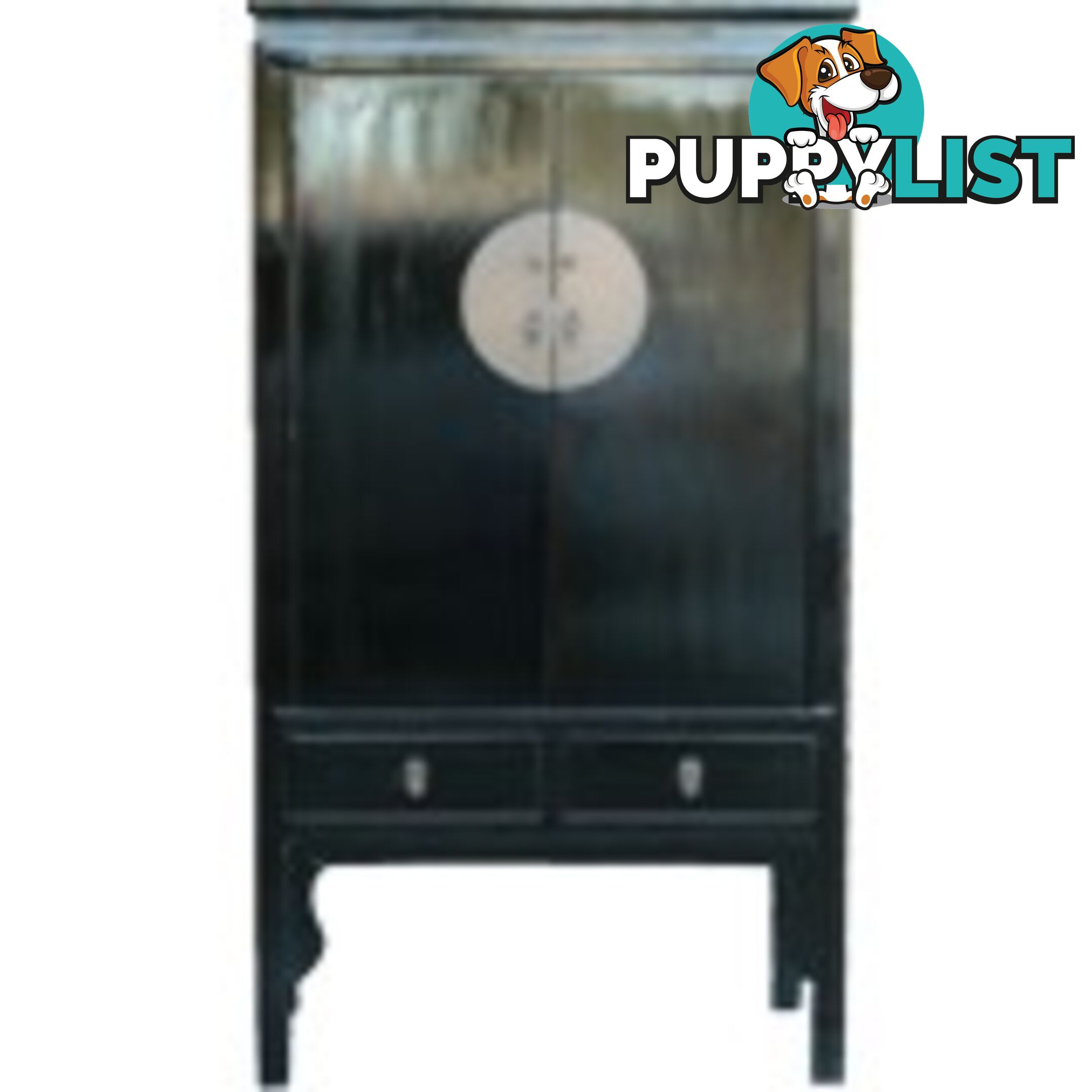 Large Black Lacquer Chinese Wedding Cabinet