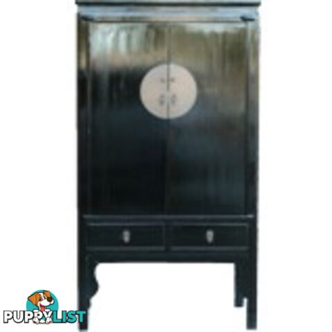 Large Black Lacquer Chinese Wedding Cabinet