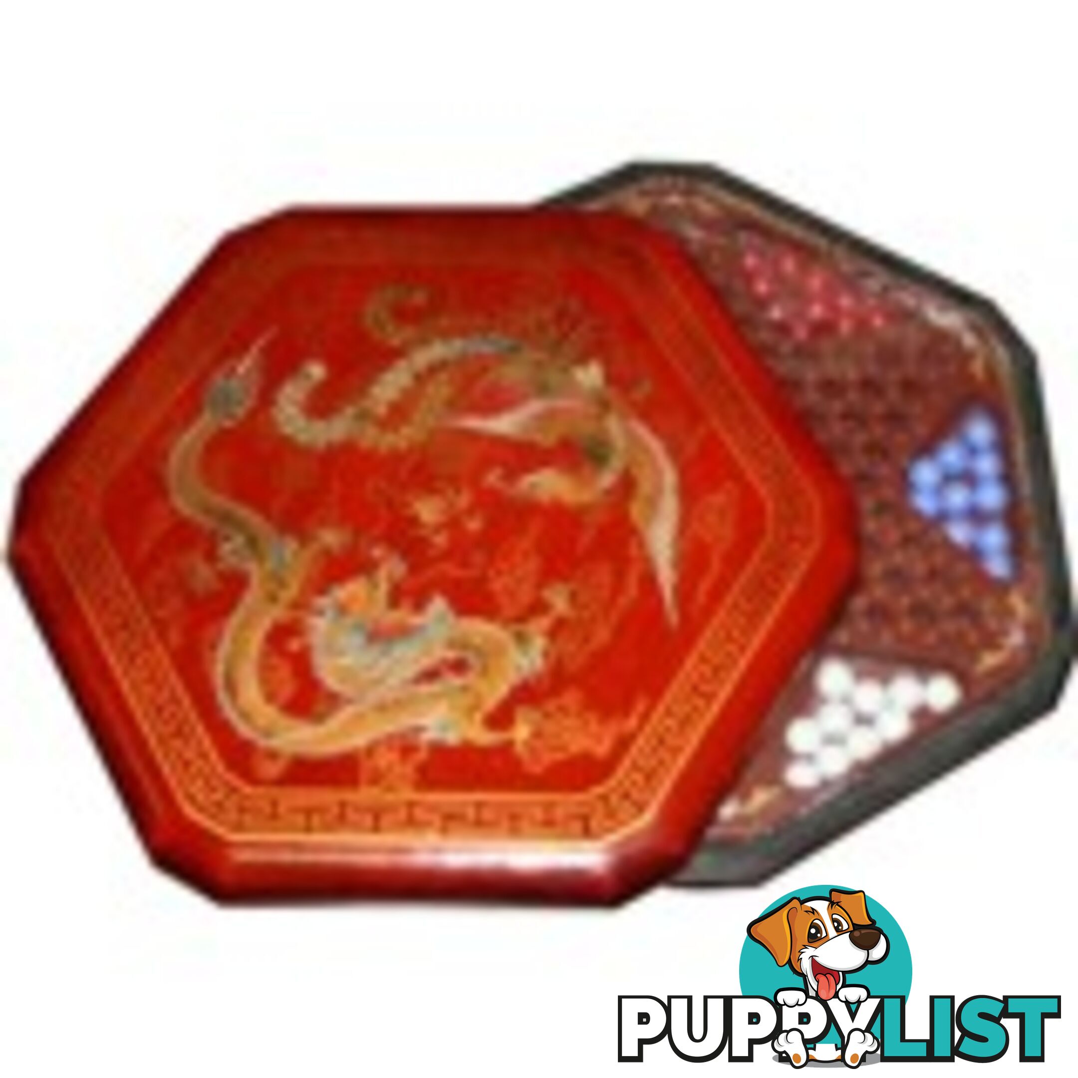 Dragon and Phoenix Painted Red Chinese Checkers Set