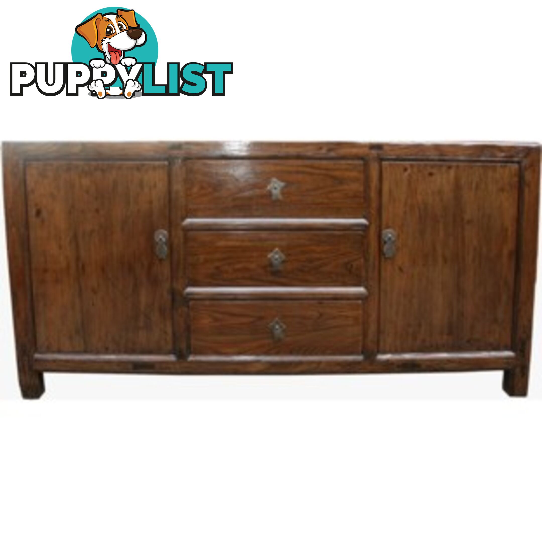 Chinese Antique Natural Elmwood Sideboard